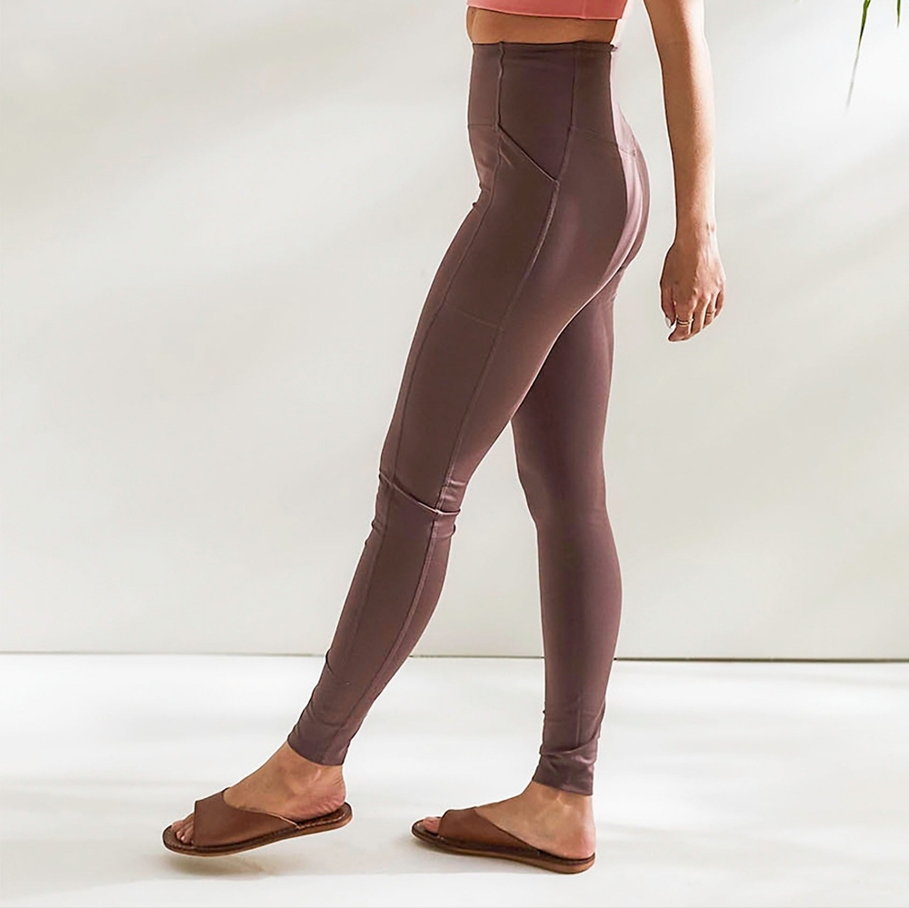 new Girlfriend Collective High Waisted Brown Leggings Café Compression Pockets